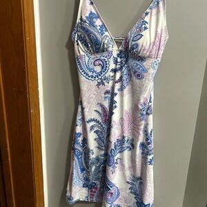Tommy Bahama Swim Dress Padded Top Size small Tropical Bird Floral Stretch